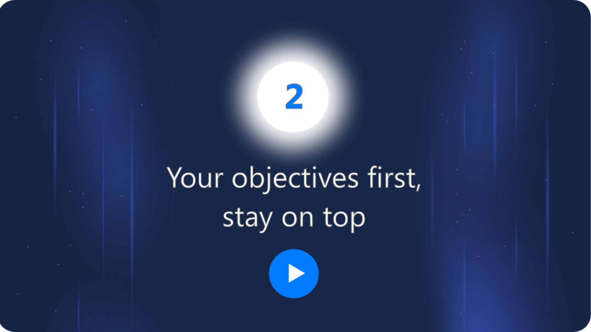 Your objectives first, stay on top
